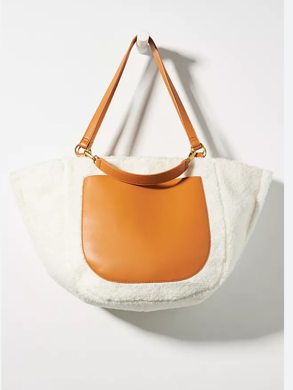 Anthropologie Faux Shearling Tote Bag